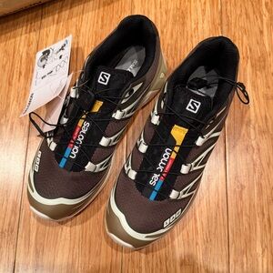 NWT Salomon chocolate brown s-lab XT6 soft ground sneakers. Mint green details